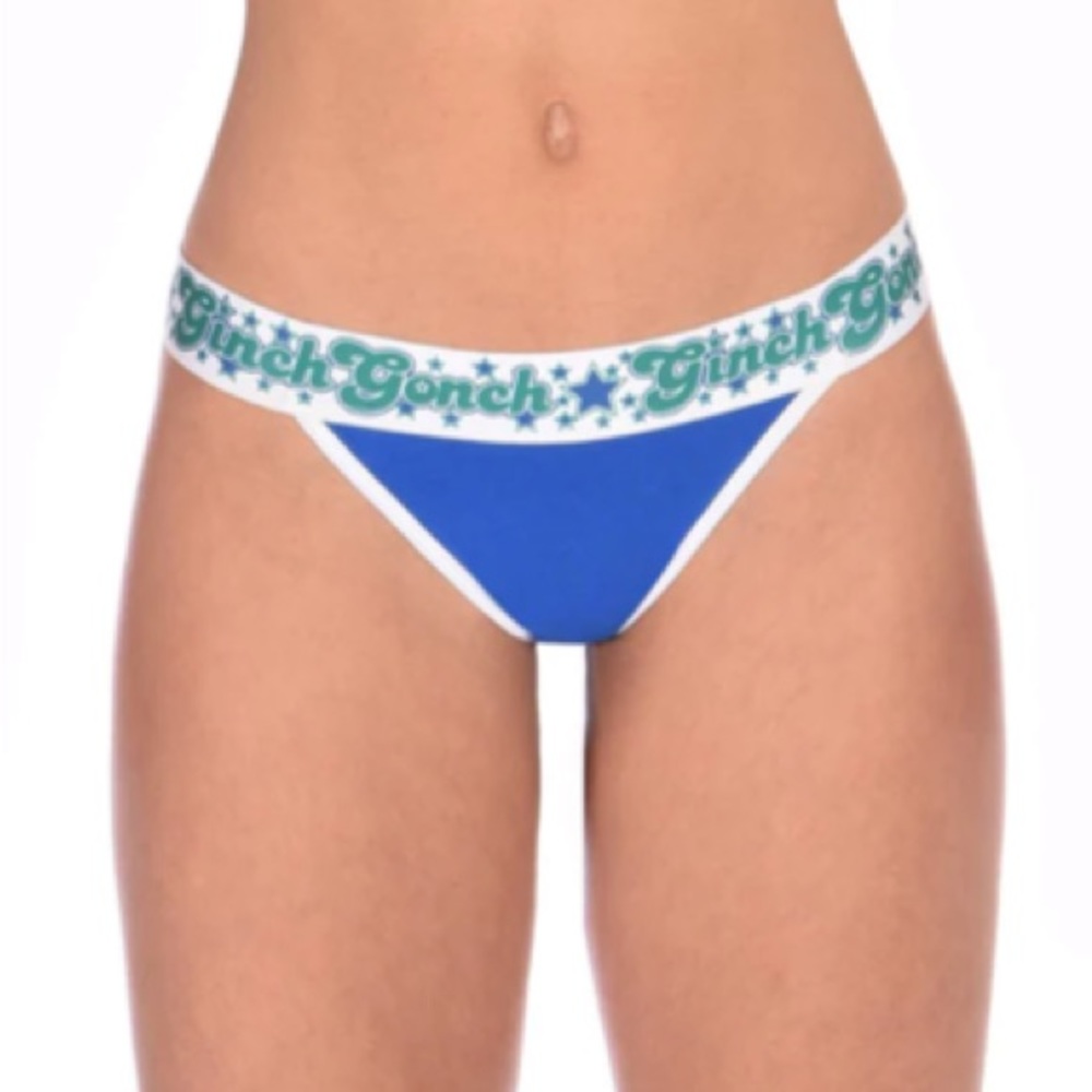 NIP Ginch Gonch blue lagoon thong, cotton size L